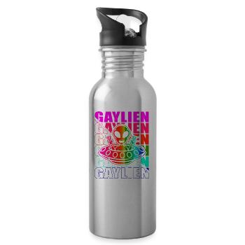 Gender Lesben, Schwule, Trans, Queer Regenbogen - Trinkflasche mit integriertem Trinkhalm - Lightsilver - Rechts