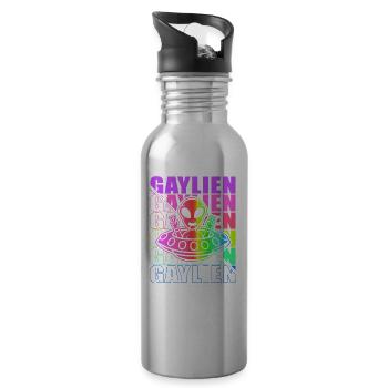 Gender Lesben, Schwule, Trans, Queer Regenbogen - Trinkflasche mit integriertem Trinkhalm - Lightsilver - Rechts