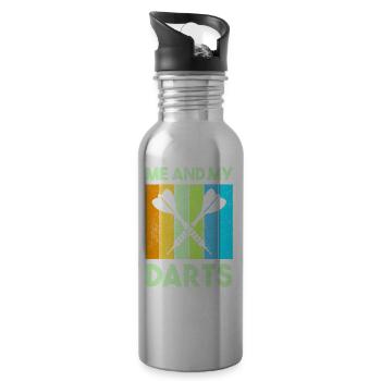 Darts Sports Club, Dartboard, Arrow Sport Darts - Water bottle with straw - silver - Right