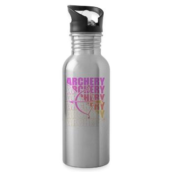 Bogensport Bogenschütze Bogenschießen Pfeil Bogen - Trinkflasche mit integriertem Trinkhalm - Lightsilver - Rechts