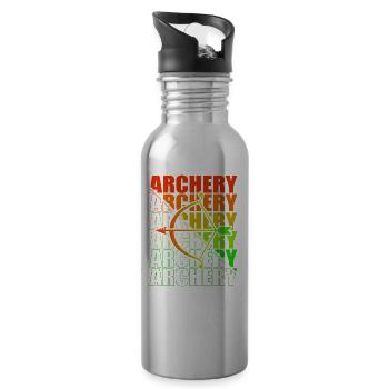 Bogensport Bogenschütze Bogenschießen Pfeil Bogen - Trinkflasche mit integriertem Trinkhalm - Lightsilver - Rechts