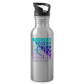 Bogensport Bogenschütze Bogenschießen Pfeil Bogen - Trinkflasche mit integriertem Trinkhalm - Lightsilver - Rechts