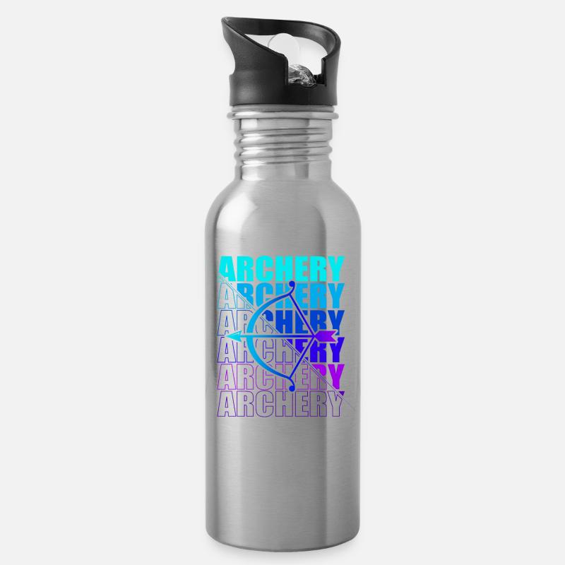 Bogensport Bogenschütze Bogenschießen Pfeil Bogen - Trinkflasche mit integriertem Trinkhalm - Lightsilver