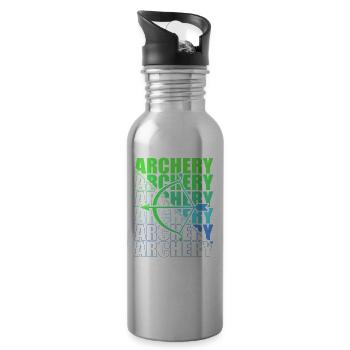 Bogensport Bogenschütze Bogenschießen Pfeil Bogen - Trinkflasche mit integriertem Trinkhalm - Lightsilver - Rechts