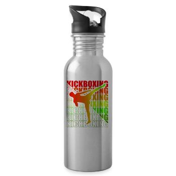 Kickboxer Martial Arts Kickboxing Kickboxen - Trinkflasche mit integriertem Trinkhalm - Lightsilver - Rechts