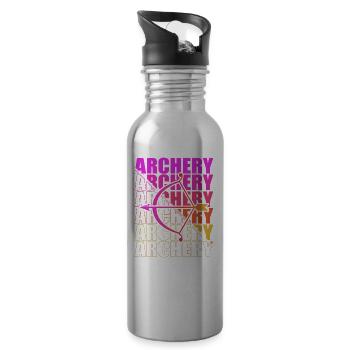 Bogensport Bogenschütze Bogenschießen Pfeil Bogen - Trinkflasche mit integriertem Trinkhalm - Lightsilver - Rechts
