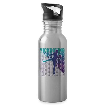 Kickboxer Martial Arts Kickboxing Kickboxen - Trinkflasche mit integriertem Trinkhalm - Lightsilver - Rechts