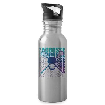 Lacrosse LAX Club Team Spieler Trainer Fans Coach - Trinkflasche mit integriertem Trinkhalm - Lightsilver - Rechts