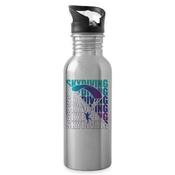 Skydive Freefly Fallschirmspringer Shirt Skydiving - Water bottle with straw - silver - Right