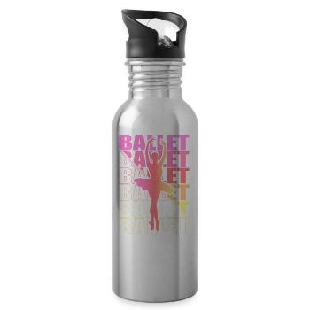 Ballet, Ballerine, Fille, Fille, Danse - Gourde avec paille intégrée - argent clair - Droite