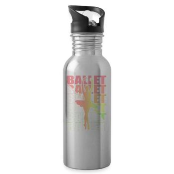 Ballet, Ballerine, Fille, Fille, Danse - Gourde avec paille intégrée - argent clair - Droite
