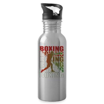 Boxen Martial Arts Boxing Box Club Boxer - Water bottle with straw - silver - Right
