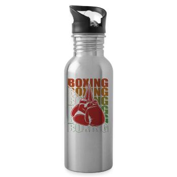 Boxen Martial Arts Boxing Box Club Boxer - Water bottle with straw - silver - Right