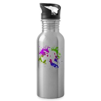 vintage bike outfit, bike urban freestyle bmx - Water bottle with straw - silver - Right