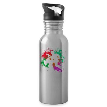 vintage bike outfit, bike urban freestyle bmx - Water bottle with straw - silver - Right