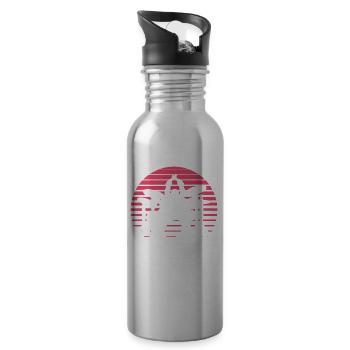 Drums Schlagzeuger Musiker Girl, Frauen Drummer - Trinkflasche mit integriertem Trinkhalm - Lightsilver - Rechts