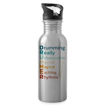 Drummers Drummers Drummers Drummers - Water bottle with straw - silver - Right