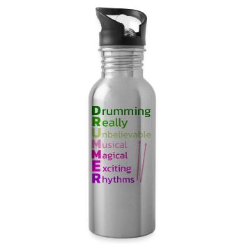 Drummers Drummers Drummers Drummers - Water bottle with straw - silver - Right