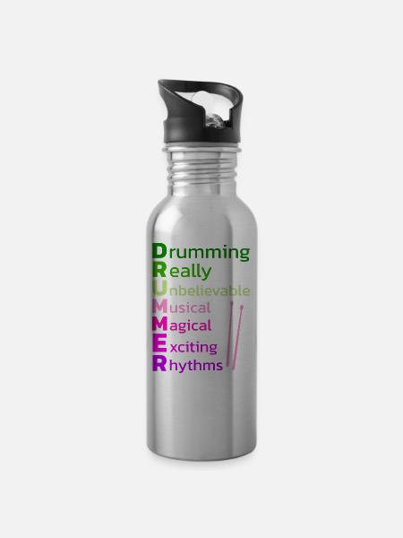 Drummers Drummers Drummers Drummers - Water bottle with straw - silver