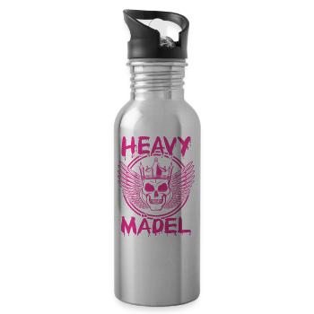 Biker Rocker, Heavy Rock, Punk, Hard Girl Metal - Trinkflasche mit integriertem Trinkhalm - Lightsilver - Rechts