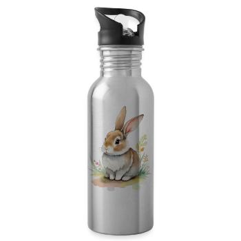 Lapin mignon - Gourde avec paille intégrée - argent clair - Droite