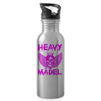 Biker Rocker, Heavy Rock, Punk, Hard Girl Metal - Trinkflasche mit integriertem Trinkhalm - Lightsilver - Rechts