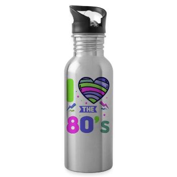 80er Jahre Retro KostümMottoparty Kostüm 90s Party - Trinkflasche mit integriertem Trinkhalm - Lightsilver - Rechts