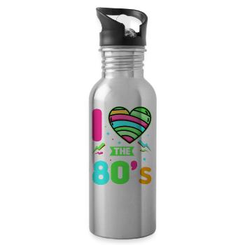 80er Jahre Retro KostümMottoparty Kostüm 90s Party - Trinkflasche mit integriertem Trinkhalm - Lightsilver - Rechts