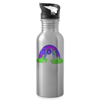 80er Jahre Retro KostümMottoparty Kostüm 90s Party - Trinkflasche mit integriertem Trinkhalm - Lightsilver - Rechts