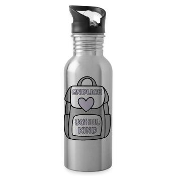 endlich Schulkind lila - Trinkflasche mit integriertem Trinkhalm - Lightsilver - Rechts