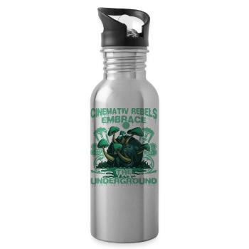 Underground Film, Independent Cinema, Horror - Trinkflasche mit integriertem Trinkhalm - Lightsilver - Rechts