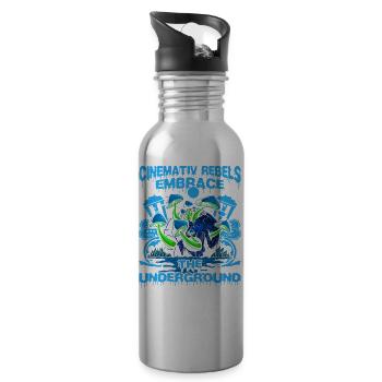 Underground Film, Independent Cinema, Horror - Trinkflasche mit integriertem Trinkhalm - Lightsilver - Rechts
