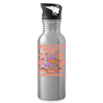 Underground Film, Independent Cinema, Horror - Trinkflasche mit integriertem Trinkhalm - Lightsilver - Rechts