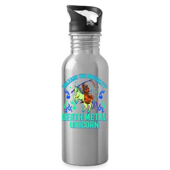 Goth Rock Satan Einhorn Festivals Death Metal - Trinkflasche mit integriertem Trinkhalm - Lightsilver - Rechts