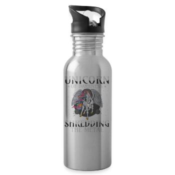 Goth Rock Satan Einhorn Festivals Death Metal - Trinkflasche mit integriertem Trinkhalm - Lightsilver - Rechts