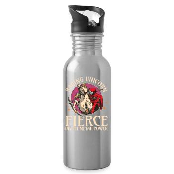 Goth Rock Satan Einhorn Festivals Death Metal - Trinkflasche mit integriertem Trinkhalm - Lightsilver - Rechts