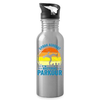 Parkour, Freerunning, Street Workout, Acrobatic - Trinkflasche mit integriertem Trinkhalm - Lightsilver - Rechts