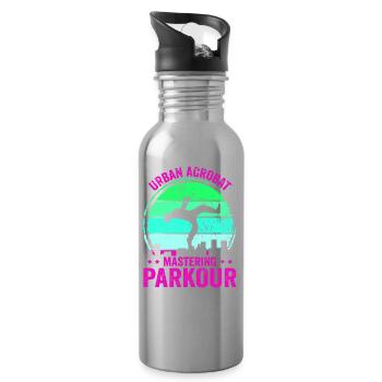 Parkour, Freerunning, Street Workout, Acrobatic - Trinkflasche mit integriertem Trinkhalm - Lightsilver - Rechts