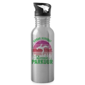 Parkour, Freerunning, Street Workout, Acrobatic - Trinkflasche mit integriertem Trinkhalm - Lightsilver - Rechts