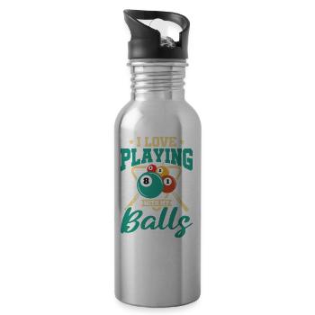 Billiard Poolbillard Snooker Verein Club Billard - Trinkflasche mit integriertem Trinkhalm - Lightsilver - Rechts