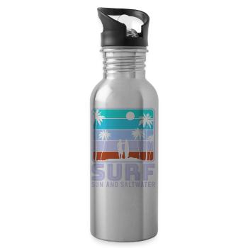 Surf, kitesurf, wakeboard, beach surfers - Gourde avec paille intégrée - argent clair - Droite