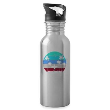 Surf, kitesurf, wakeboard, beach surfers - Gourde avec paille intégrée - argent clair - Droite