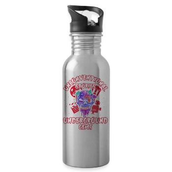Underground Film, Independent Cinema, Horror - Trinkflasche mit integriertem Trinkhalm - Lightsilver - Rechts