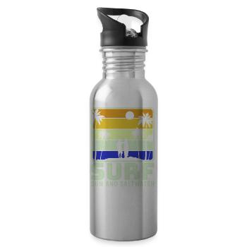 Surf, kitesurf, wakeboard, beach surfers - Gourde avec paille intégrée - argent clair - Droite