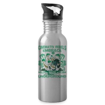 Underground Film, Independent Cinema, Horror - Trinkflasche mit integriertem Trinkhalm - Lightsilver - Rechts
