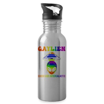 Gender Lesben, Schwule, Trans, Queer Regenbogen - Trinkflasche mit integriertem Trinkhalm - Lightsilver - Rechts