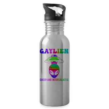 Gender Lesben, Schwule, Trans, Queer Regenbogen - Trinkflasche mit integriertem Trinkhalm - Lightsilver - Rechts