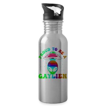 Gender Lesben, Schwule, Trans, Queer Regenbogen - Trinkflasche mit integriertem Trinkhalm - Lightsilver - Rechts