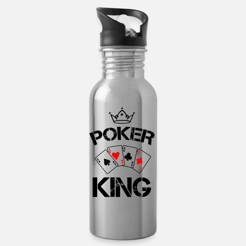Roi du poker 1 - Gourde avec paille intégrée - argent clair