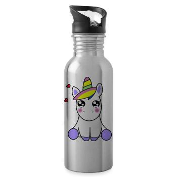 KAWAII EINHORN - Trinkflasche mit integriertem Trinkhalm - Lightsilver - Rechts
